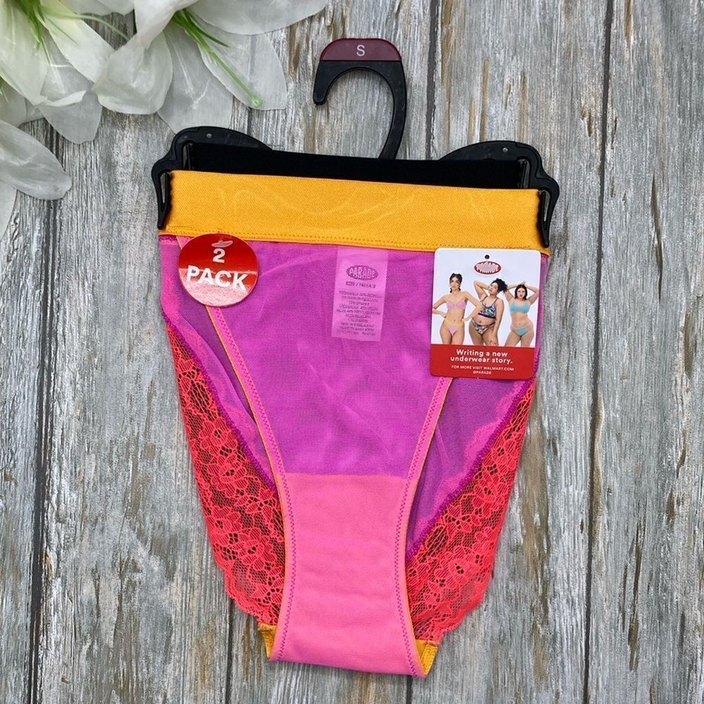 Lace Mesh Sheer Cheeky Underwear Panties 2-Pack, Size S